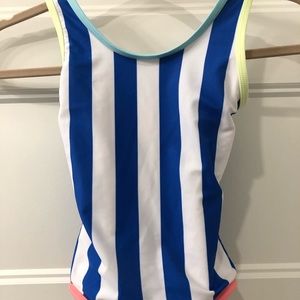 Blue & White Striped Bathing Suit
